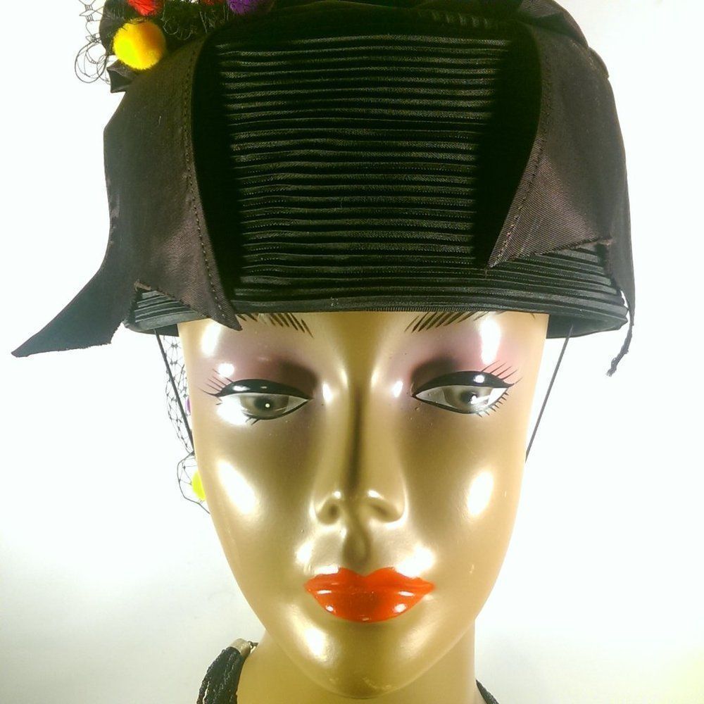 WHITTALL & SHON RAYON 22.5" BLACK MULTI-COLOR HAT